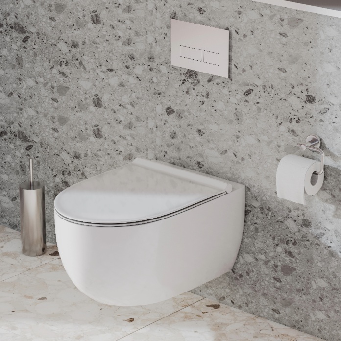 Lifestyle image of Zero Wall Hung Toilet with Soft Close Seat